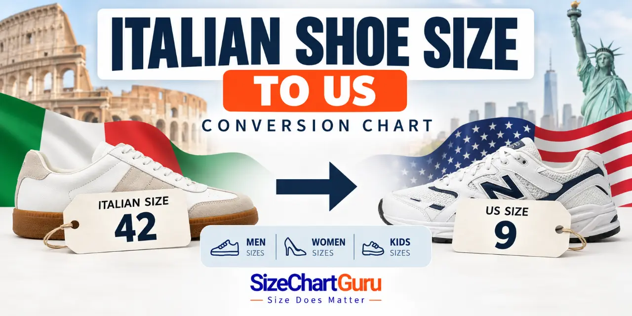 Italian shoe size to US conversion guide covering men’s, women’s, and kids’ sizing to help readers find the corresponding American shoe size.