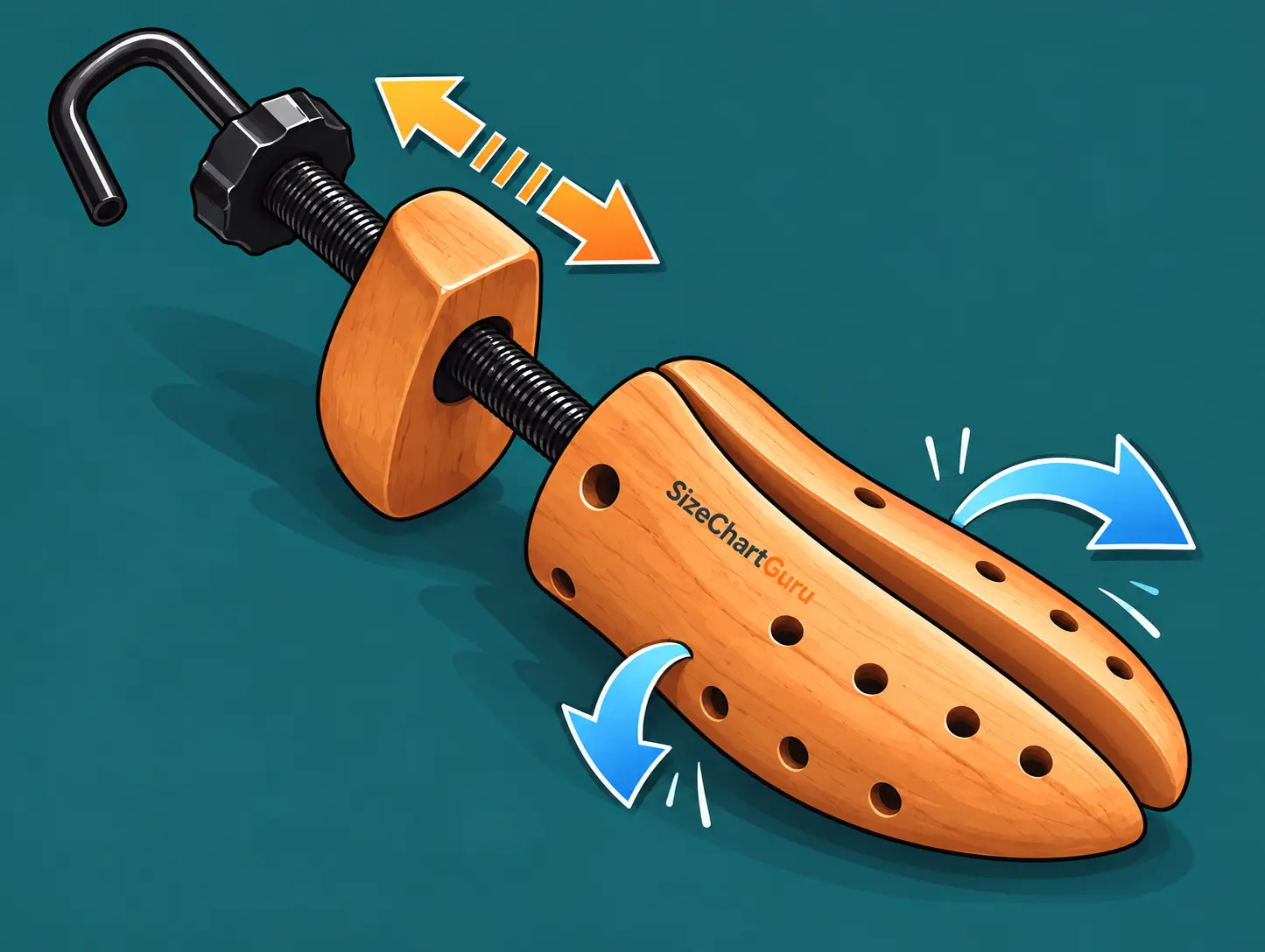 2-way boot stretcher for adjusting the width and length of a boot.